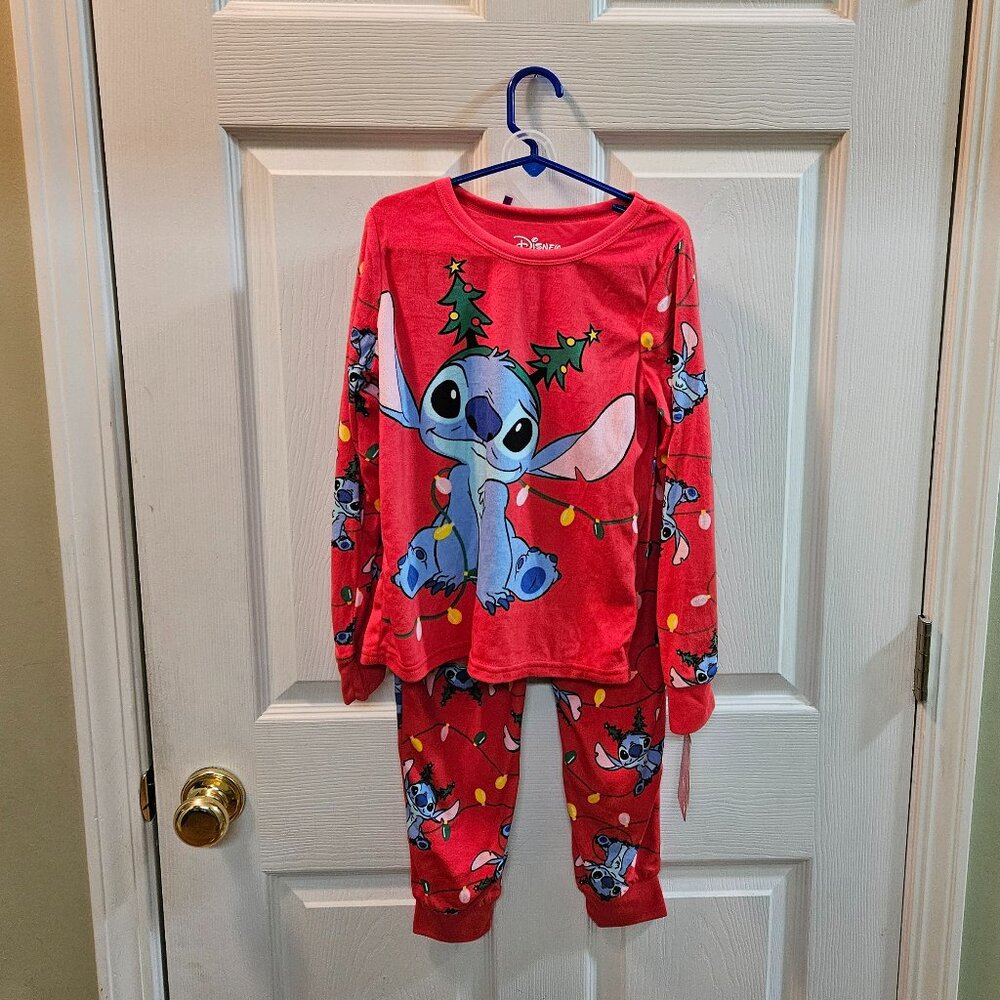 NWT: Disney Stitch 2-piece Pajama Set, Girls Size 8
